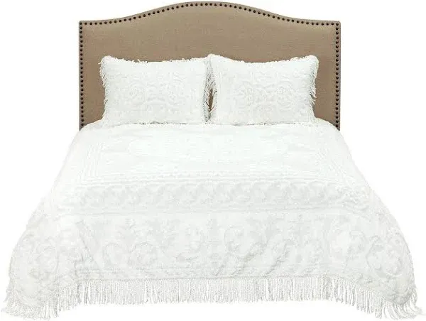 Beatrice Home Fashions Medallion Chenille Bedspread, Queen, Gray