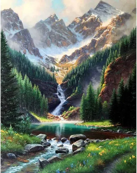 Mountains Waterfall DIY Painting