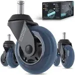 Stealtho Locking Caster Wheels Set of 5-2 Wheels with Brakes - Heavy Duty Office Chair Casters for Furniture - Replacement Industrial Wheels for Cart - Roller Blade Rubber Casters Navy