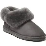 Fireside by Dearfoams Women's Perth Genuine Shearling Foldover Boot - Grey Size 9