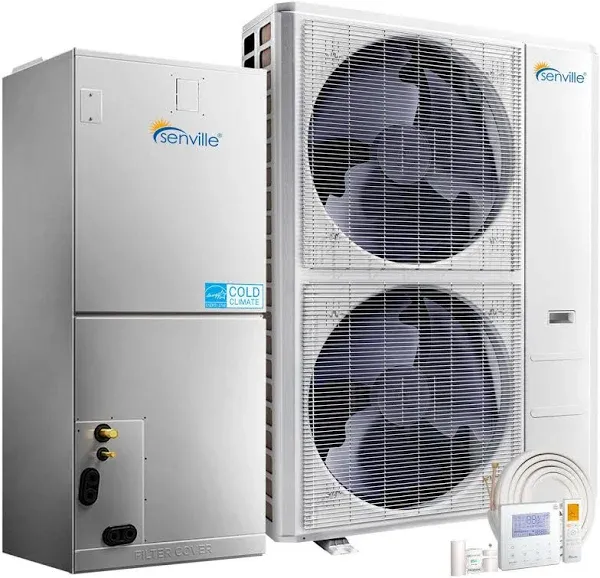 Senville 4 Ton Central Air Conditioner Heat Pump Split System, 48,000 BTU, Inverter, Variable Speed, 10KW AUX, 208/230V