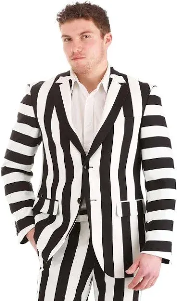 Men's Classic Beetlejuice Blazer with Buttons, Fully Lined, and Outer Pockets