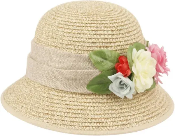 Angela & William Women's Flower Clothe Summer Bucket Hats