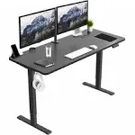  1B Series - Single Motor Electric Desk With Push Button Memory Controller Black / White / 60" X 24" Solid Top