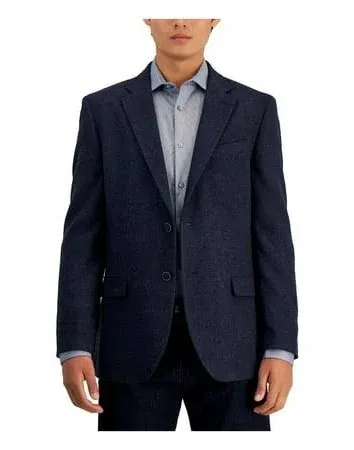 Nautica Men&#039;s Modern Fit Solid Herringbone Tweed Sport Coat Navy Herringbone 40R