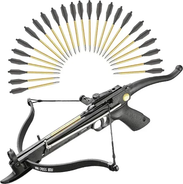 KingsArchery Crossbow Self-Cocking 80 Lbs with Adjustable Sight and Total of 27 Aluminim Arrow Bolt Set