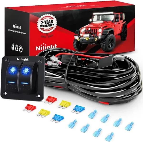 Nilight 16AWG LED Light Bar Wiring Harness Kit