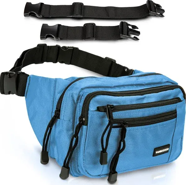 VAN BEEKEN Waterproof Fanny Packs for Women - Fanny Pack for Men - Mens Fanny Pack - Waist Bag - Waist Pack for Hiking Travel & Running - Large Travel Fanny Pack - Includes Extension Strap