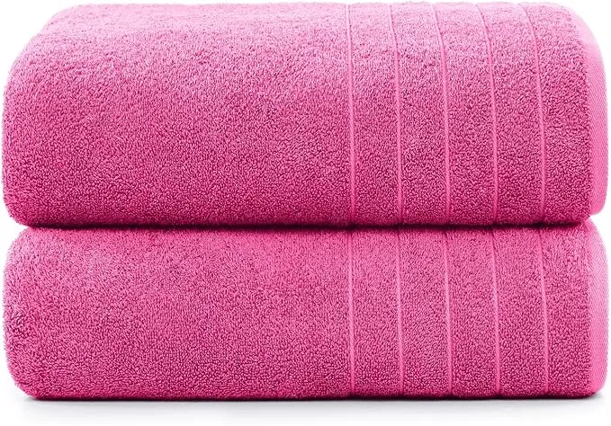 Casa Platino Bath Towels Set of 2, Large Bath Towel Set(30"x 60"), 100% Ring Spun Cotton Luxury Bath Towels, Lightweight Bathroom Towel Set, Highly Absorbent Towels Large, Quick Dry Towel - Fuchsia