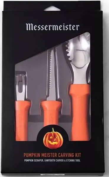 Messermeister 3-Piece Pumpkin Carving Set Case Scraper Sawtooth Carver NEW