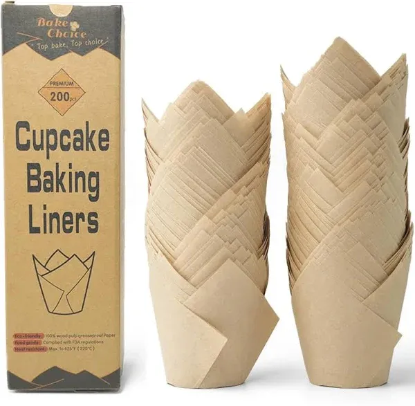 Bake Choice Nordic 75GSM Paper 200pcs Natural Tulip Cupcake Liners