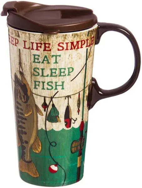 Cypress Home Keep Life Simple Ceramic Travel Cup