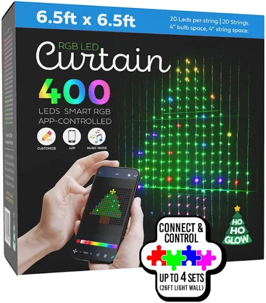 400 LED Curtain String Lights with App Control RGB Color Displays, Halloween Window Lights,Limitless Color Combinations and Pure Warm White Lighting,Christmas Indoor and Outdoor Decorations