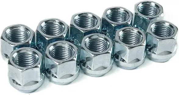 Customadeonly (Set of 10) Open End Bulge Acorn Steel Lug Nuts - M14x1.5 Thread Studs, 19mm Hex, Zinc Finish - Wheel Conical Cone Seat