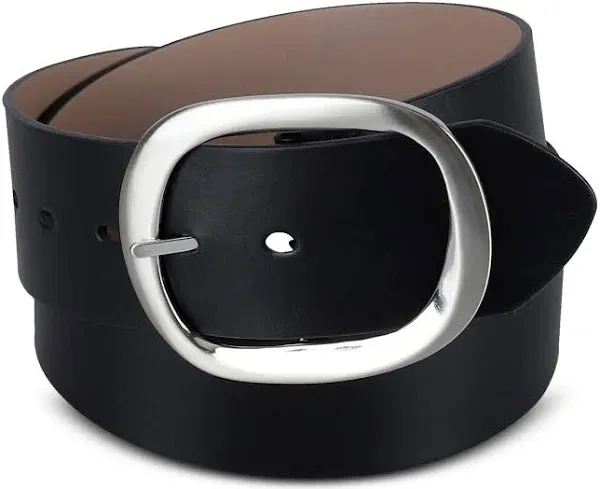 Calvin Klein Women's Two-in-One Flip-to-Reverse Statement Buckle Wide Fashion Reversible Belt (Regular & Plus Sizes)