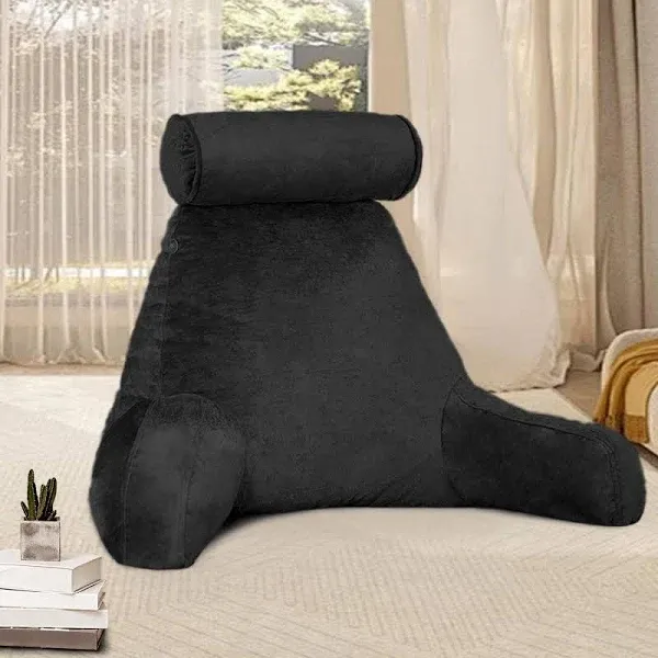 Nestl Backrest Reading Pillow with Arms Shredded Memory Foam Back Support Bed Rest Pillow