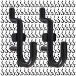 200 Pack Pegboard Hooks, J Shape Peg Hooks for 1/4&#034; Pegboard, Black Plastic P...