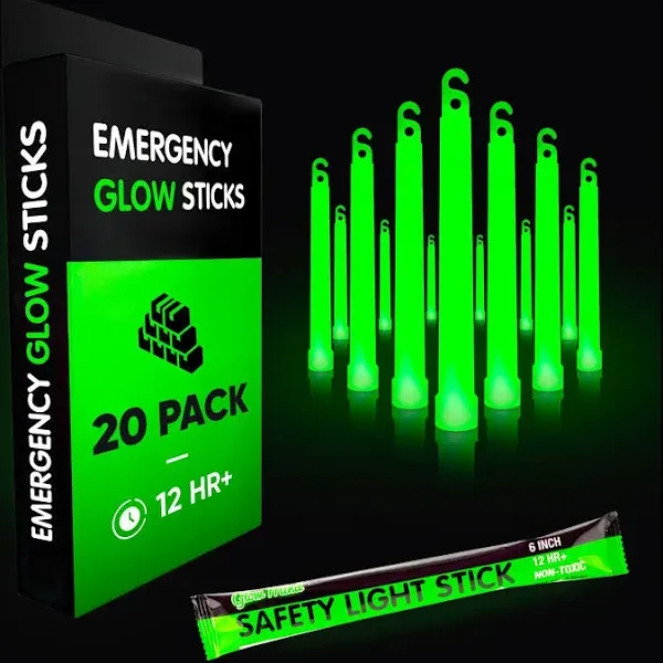 12 Ultra Bright Emergency Glow Sticks Individually Wrapped Long Lasting Industrial Grade Glowsticks for Survival Gear