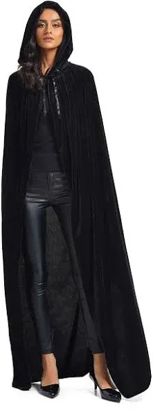 Evlatte Velvet Cloak, Adult Hooded Cloak Velvet Cape Halloween Witch Costume for Men and Women Cosplay Costumes