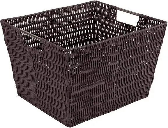 Simplify Large Rattan Storage Tote Basket in Charcoal