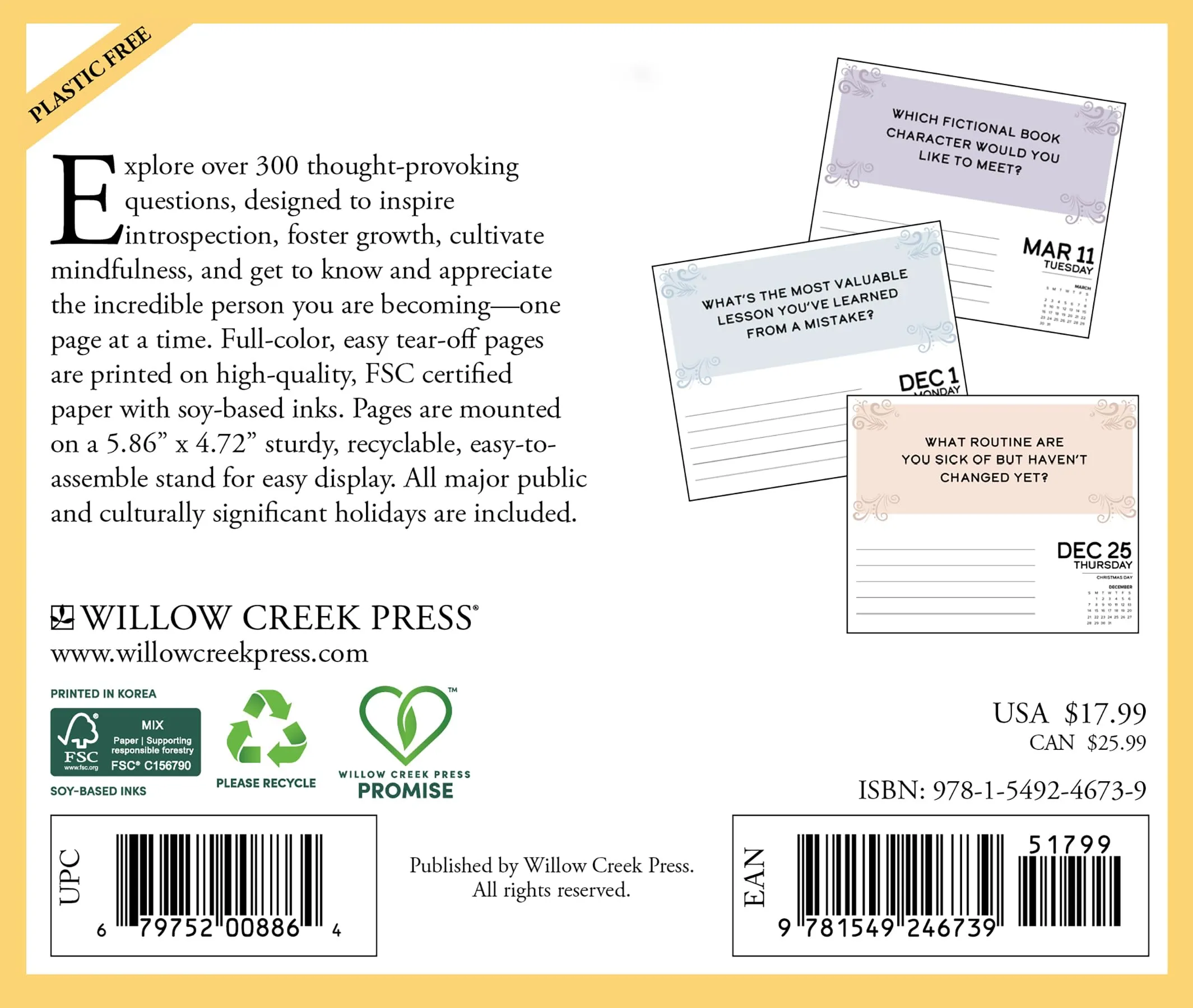 Willow Creek Press,  One Question A Day 2025 Desk Calendar