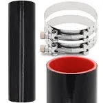 Taigoehua ID 3inch 4-Ply Straight Coupler Silicone Hose 5mm Thickness 12inch Length with 2*Stainless Steel T-Clamps (3inch(76mm))