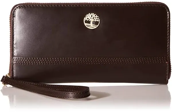 Timberland Women's Leather RFID Zip Around Wallet Clutch with Wristlet Strap