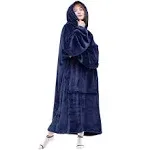 Waitu Wearable Blanket Sweatshirt Gifts for Women and Men, Warm and Cozy Giant Blanket Hoodie, Thick Flannel Blanket with Sleeves and Giant Pocket - N