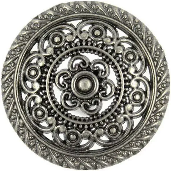  8 Pieces Metal Lacework Filigree Metal Shank Buttons. 30mm () Gray Silver