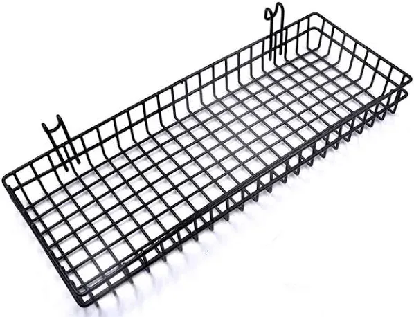 Black Metal Wire Hanging Basket, Multifunction Creative Mesh Wall Grid Holder Storage Organizer Plant Holder Shelf Flower Pots Black Coated