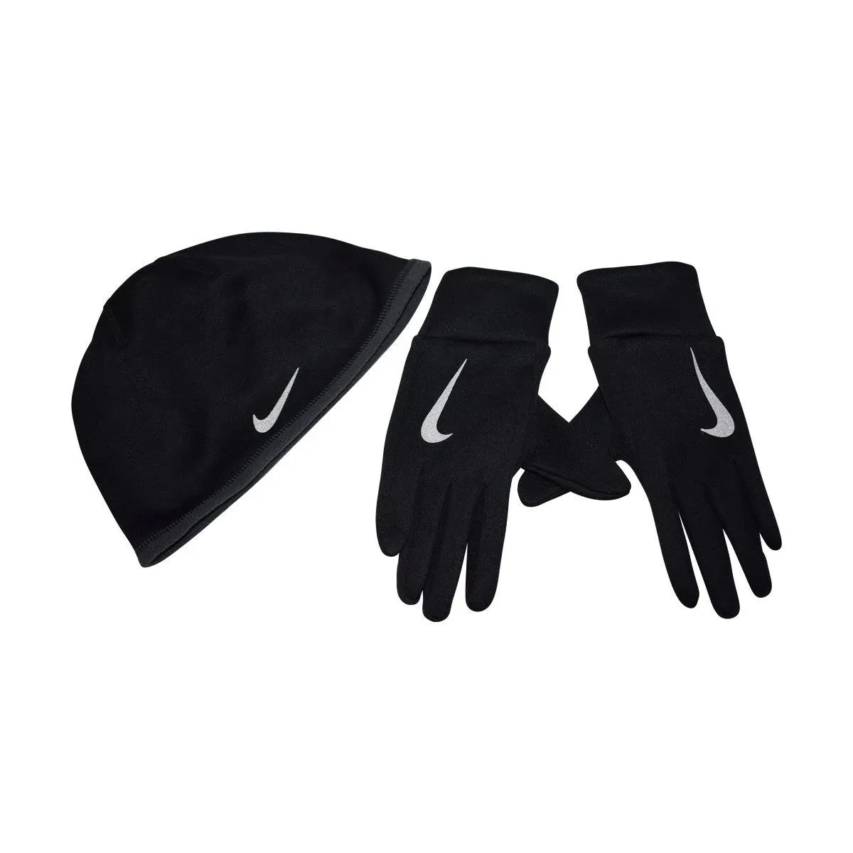 NWT NIKE ThermaFIT Size M/L Black/Grey ThermaI Insulate Beanie &amp; Running Gloves