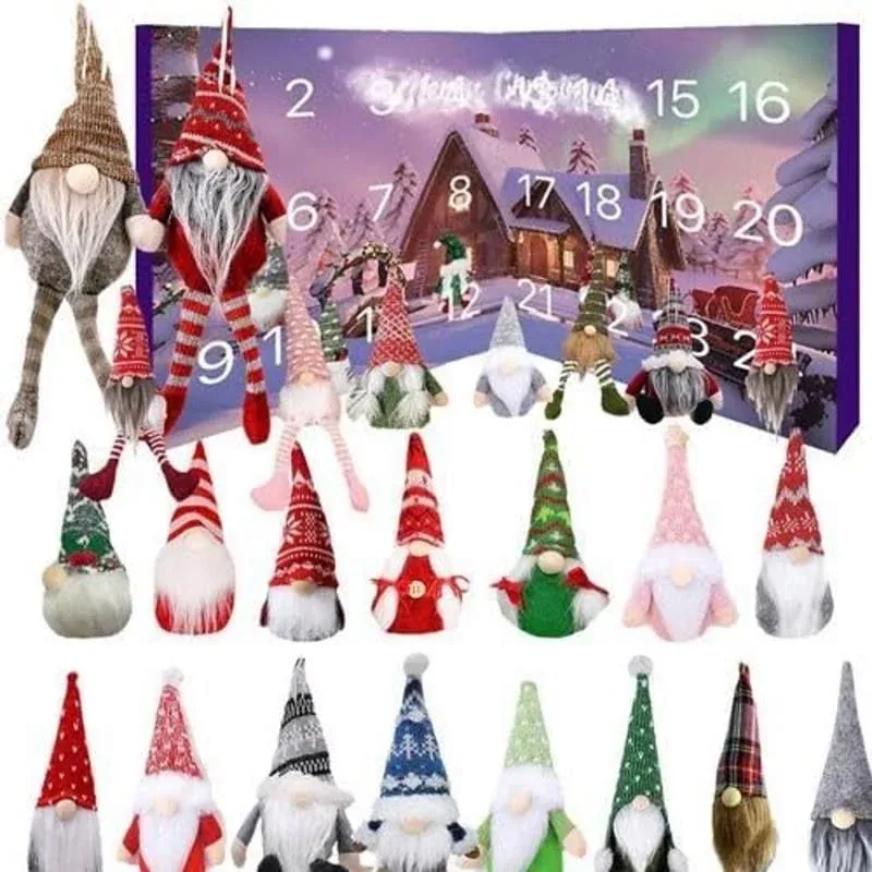 Christmas Gnome Advent Calendar 2024, 24 Pieces Gnome Decor Christmas Countdown Xmas Advent Calendar, Gonks Dwarf Doll Collectible Toy Figures, Christ