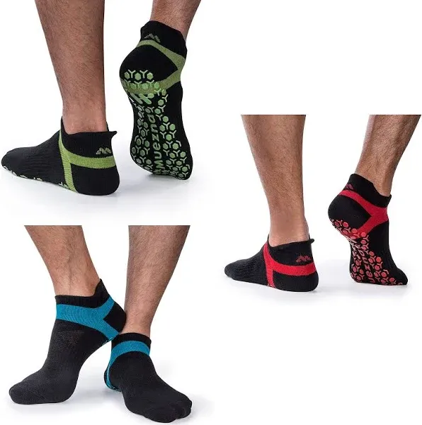 Muezna Men&#039;s Non-Slip Yoga Socks, Anti-Skid Pilates,  Assorted Colors , Sizes 