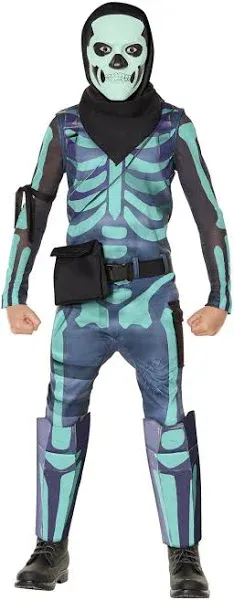 InSpirit Designs Licensed Fortnite Green Skull Trooper with Glow In The Dark Mask, Youth Costume