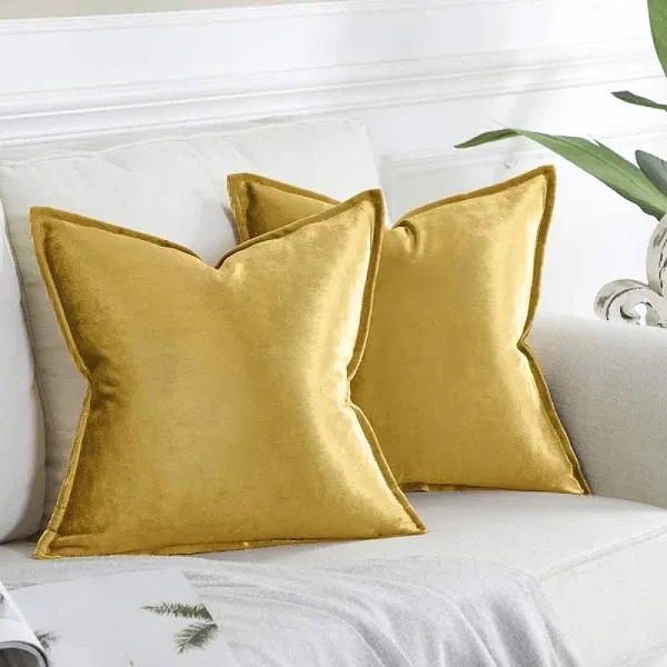 GIGIZAZA Velvet Decorative Throw Pillow Covers Square Couch Sofa Pillow Covers Pack of 2