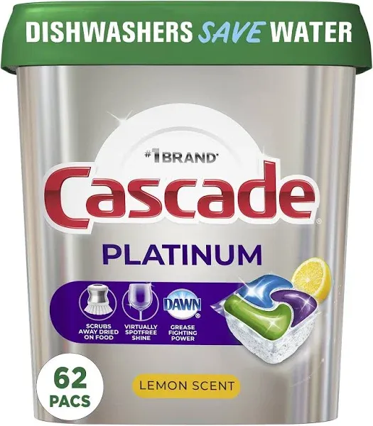 Cascade Platinum Dishwasher Pods ActionPacs Dishwasher Detergent Tabs Fresh Scent - 21 Count