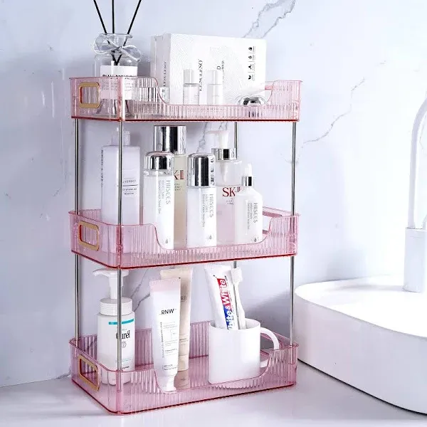 3 Tiers Bathroom Countertop Organizer, Cosmetics Skincare Organizer Holder fo...