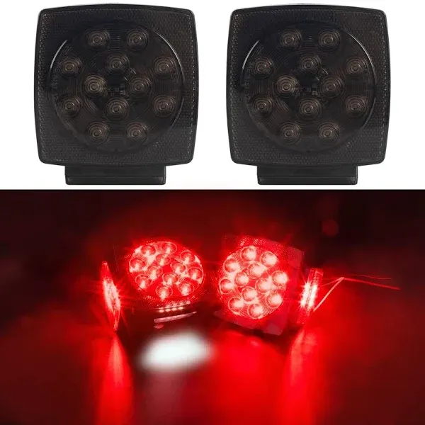 Trailer LED Square Lights Kit Waterproof w/ Brake Stop Tail Running 