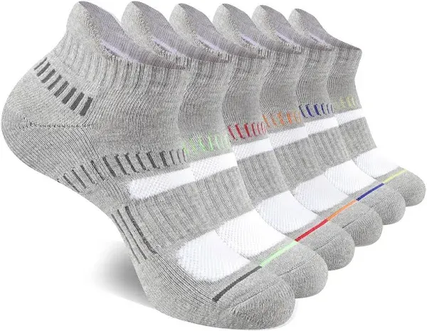 Cooplus Mens Cotton Athletic Ankle Socks Performance Cushioned Breathable Low Cut Tab Sock with Arch Support (6 Pairs)