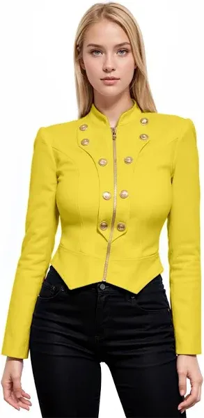 Hybrid & Company Women's Military Crop Stretch Blazer Jacket