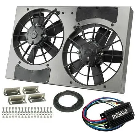 Derale Cooling Fan Assembly 66831; High Output RAD Shrouded 11 in. Dual Electric