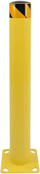 BISupply Safety Bollard Post 36 x 4.5 Inches - Yellow Pipe Bollards Steel Parkin