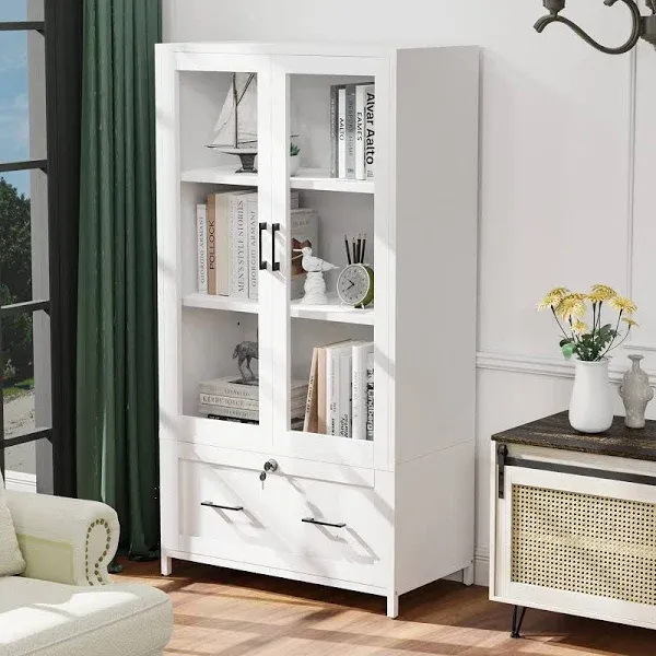 1-Drawer White Engineered Wood 29.53 in. W Lateral File Cabinet