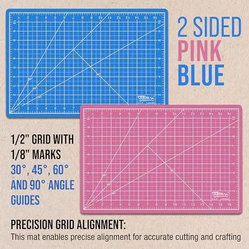 US Art Supply 12&#034; x 18&#034; Pink/Blue Professional Self Healing 5-Ply Double Sided