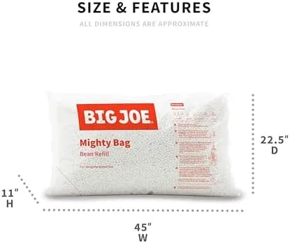 Big Joe Bean Refill Polystyrene Beans for Bean Bags or Crafts, 100 Liters