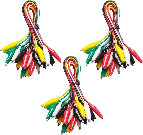 WGGE WG-026 10 Pieces and 5 Colors Test Lead Set & Alligator Clips,20.5 inches / 22 AWG Wire (3 Pack)