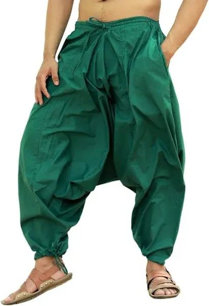 SARJANA HANDICRAFTS Men's Cotton Harem Yoga Baggy Genie Boho Pants