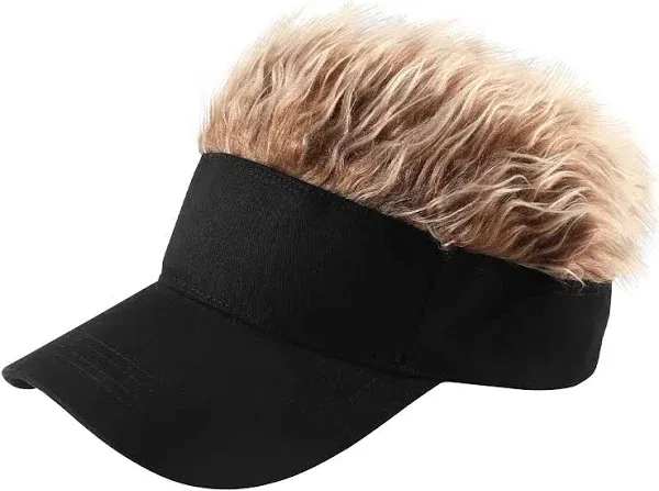 Regilt Adjustable Sun Visor Hat with Wig Spiked Hairs Fashion Baseball Golf Cap for Men & Women