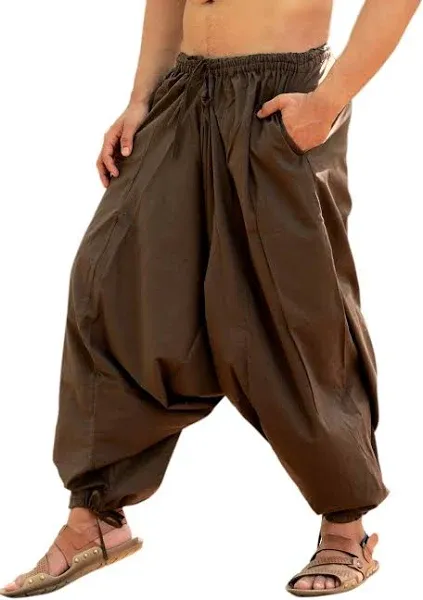 SARJANA HANDICRAFTS Men's Cotton Harem Yoga Baggy Genie Boho Pants