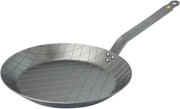 de Buyer MINERAL B Carbon Steel Steak Pan - 11” - Ideal for Searing & Browning Meat - Naturally Nonstick - Made in France